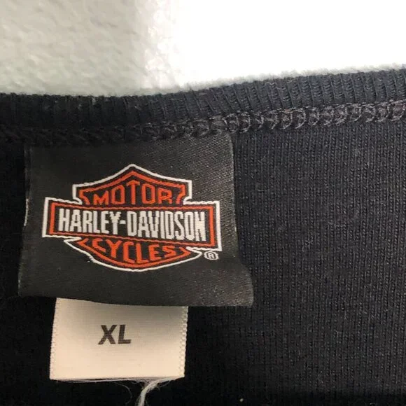 Harley Davidson Black Scoop Neck Top Sparkle XL - Picture 3 of 6